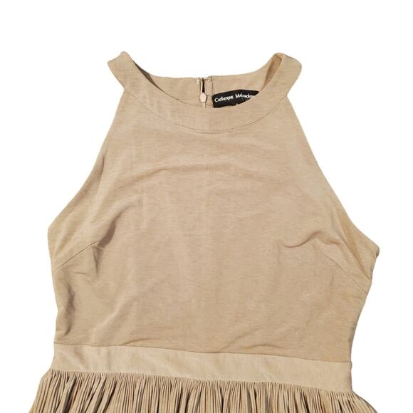 NWT Catherine Malandrino Balletcore Taupe Pleated Midi Sleeveless Dress Sz 8 - Picture 2 of 11